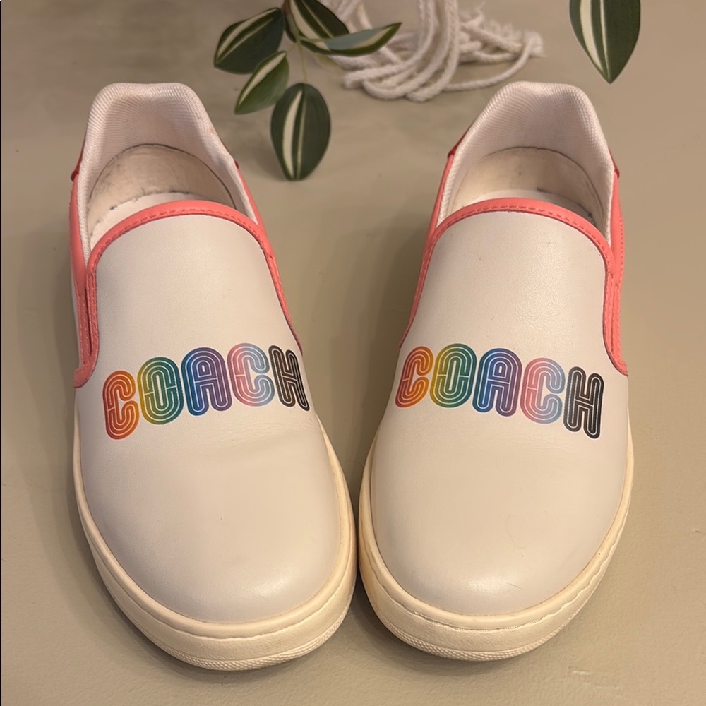 Coach City sole White and Pink Slip-On Shoes